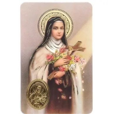 Carte de prière avec poinçon - Sainte Thérèse