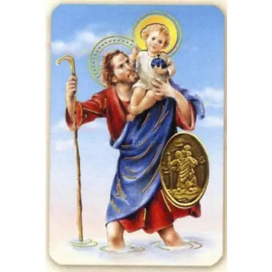 Carte de prière avec poinçon - Saint Christophe