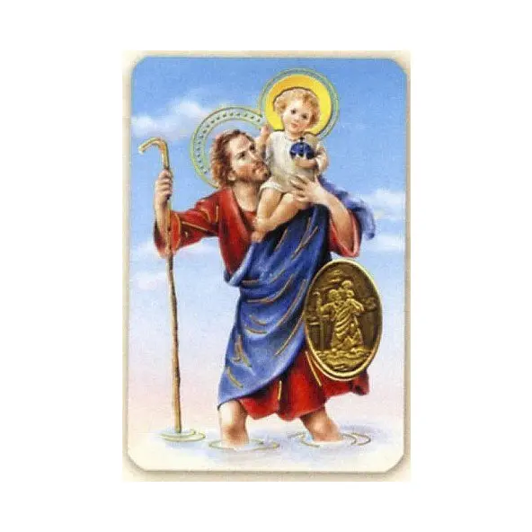 Carte de prière avec poinçon - Saint Christophe