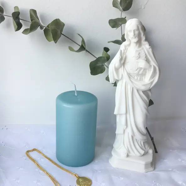 Statue du Sacré-Coeur de Jésus en albâtre - 20 cm