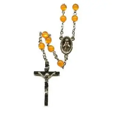 Chapelet Vierge Marie - Résine couleur ambre