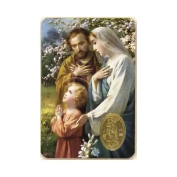 Carte de prière avec poinçon - Sainte Famille