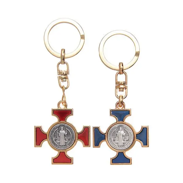 Porte-clés Croix Saint Benoît - doré
