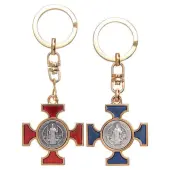 Porte-clés Croix Saint Benoît - doré - 1