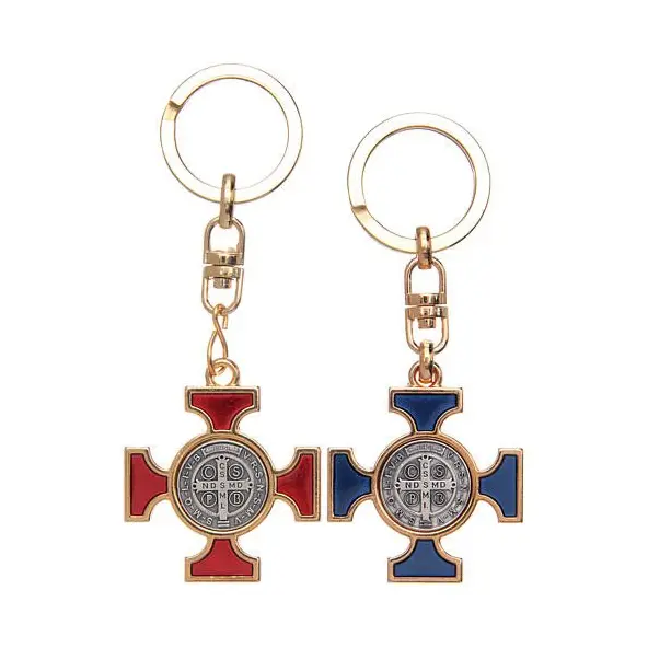 Porte-clés Croix Saint Benoît - doré