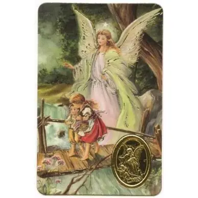 Carte de prière avec poinçon - Ange Gardien