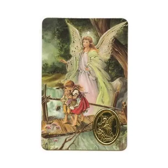 Carte de prière avec poinçon - Ange Gardien