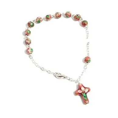 Bracelet dizainier cloisonné rose