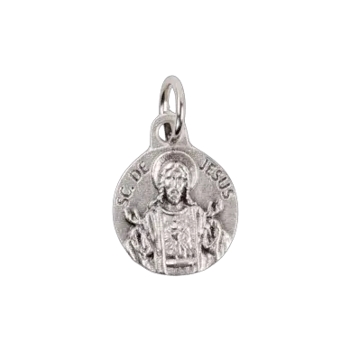 Médaille Sacré-Coeur de Jésus - métal argenté - 12 mm