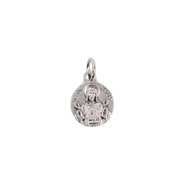 Médaille Sacré-Coeur de Jésus - métal argenté - 12 mm
