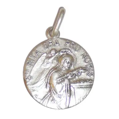 Médaille Sainte Rita - métal argenté - 18 mm