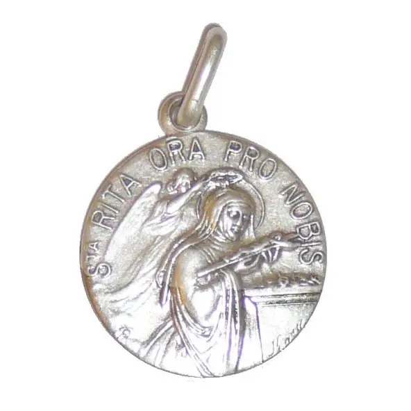 Médaille Sainte Rita - métal argenté - 18 mm