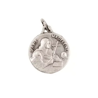 Médaille Sainte Marie Madeleine - métal argenté - 18 mm