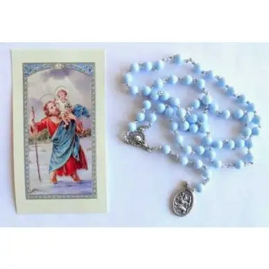 Chapelet Saint Christophe bleu ciel