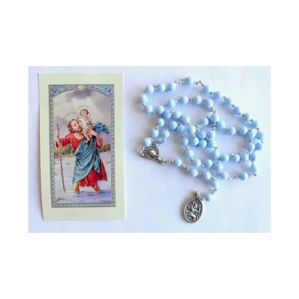 Chapelet Saint Christophe bleu ciel