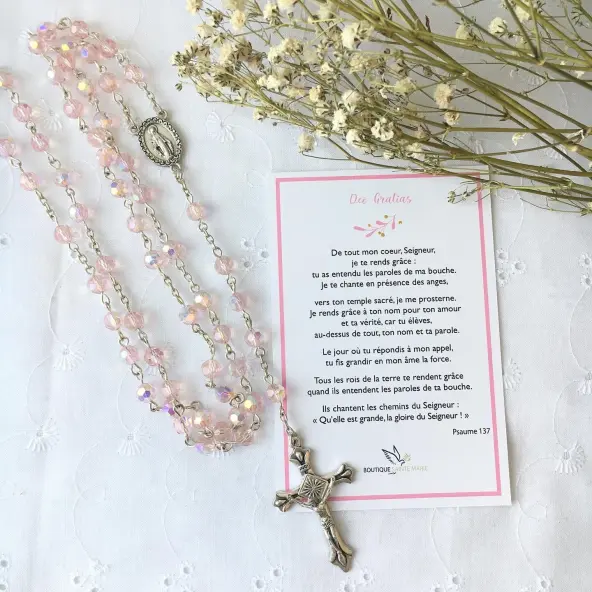 Chapelet Vierge Miraculeuse - Strass rose