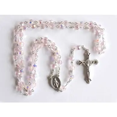 Chapelet Vierge Miraculeuse - Strass rose