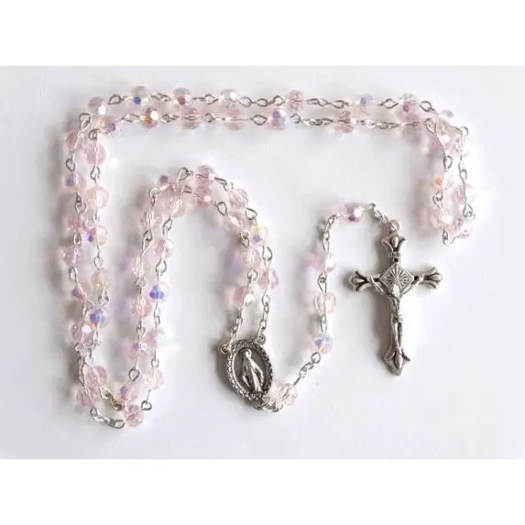 Chapelet Vierge Miraculeuse - Strass rose