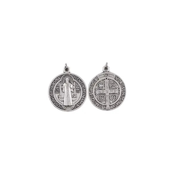 Médaille Saint Benoit - métal argenté - 13 mm