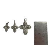 Croix pendentif des Saints protecteurs - métal argenté - 2