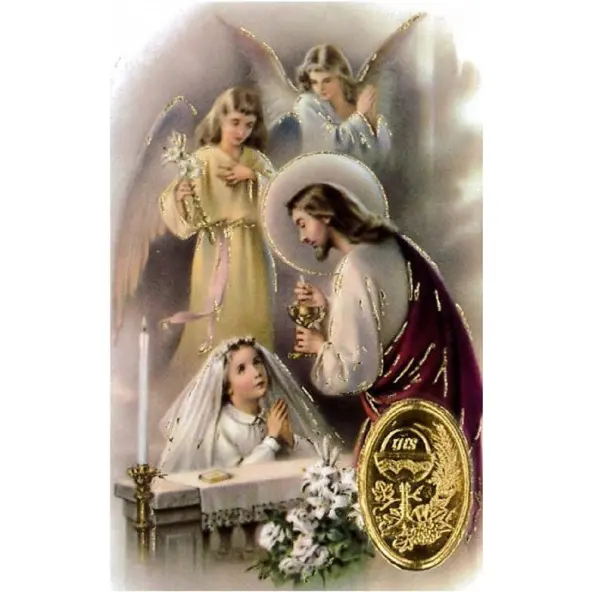 Carte de prière avec poinçon - Communiante