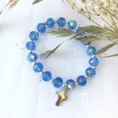 Bracelet religieux en cristal bleu - 1