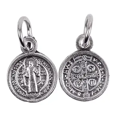 Médaille Saint Benoit - métal argenté - 12 mm