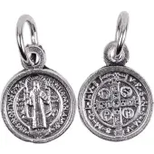 Médaille Saint Benoit - métal argenté - 12 mm - 1