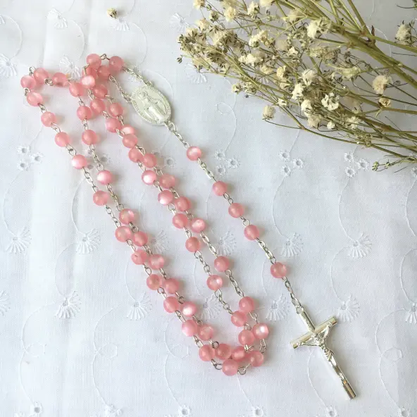 Chapelet Vierge Miraculeuse - Résine Rose