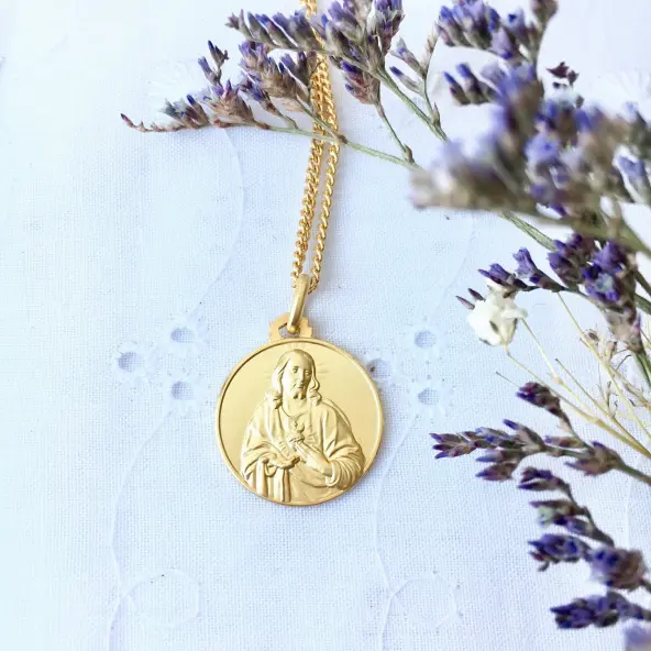 Médaille Sacré-Coeur de Jésus - plaqué or