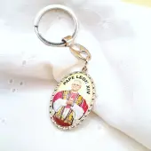 Porte-clefs ovale en résine 37 mm – Pape Léon XIV - 2