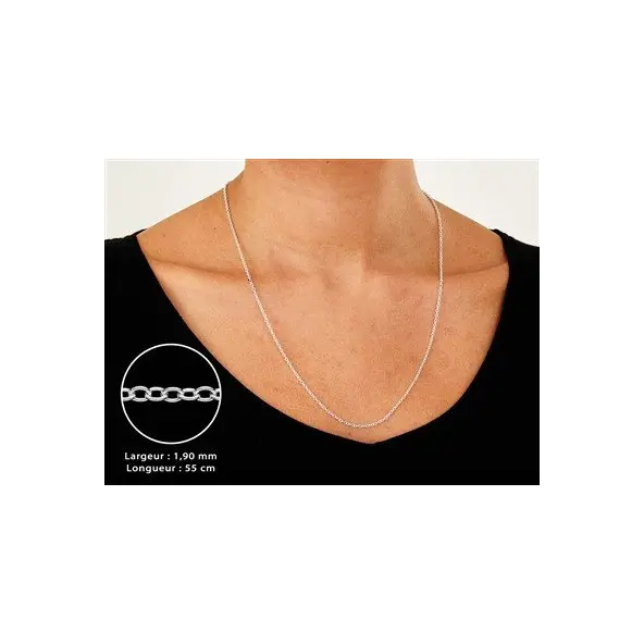 Chaîne maille forçat 1.9 mm - 55 cm - Argent