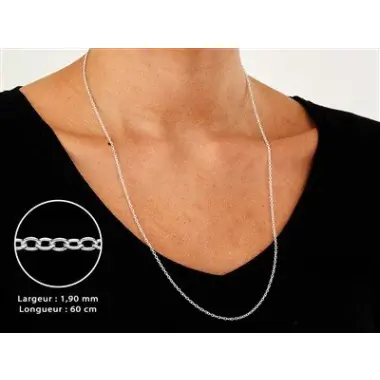 Chaîne maille forçat 1,9 mm - 60 cm - Argent