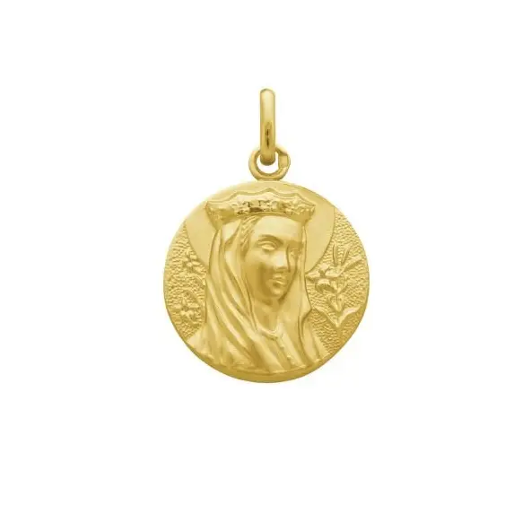 Médaille de la Vierge couronnée 20 mm en plaqué or