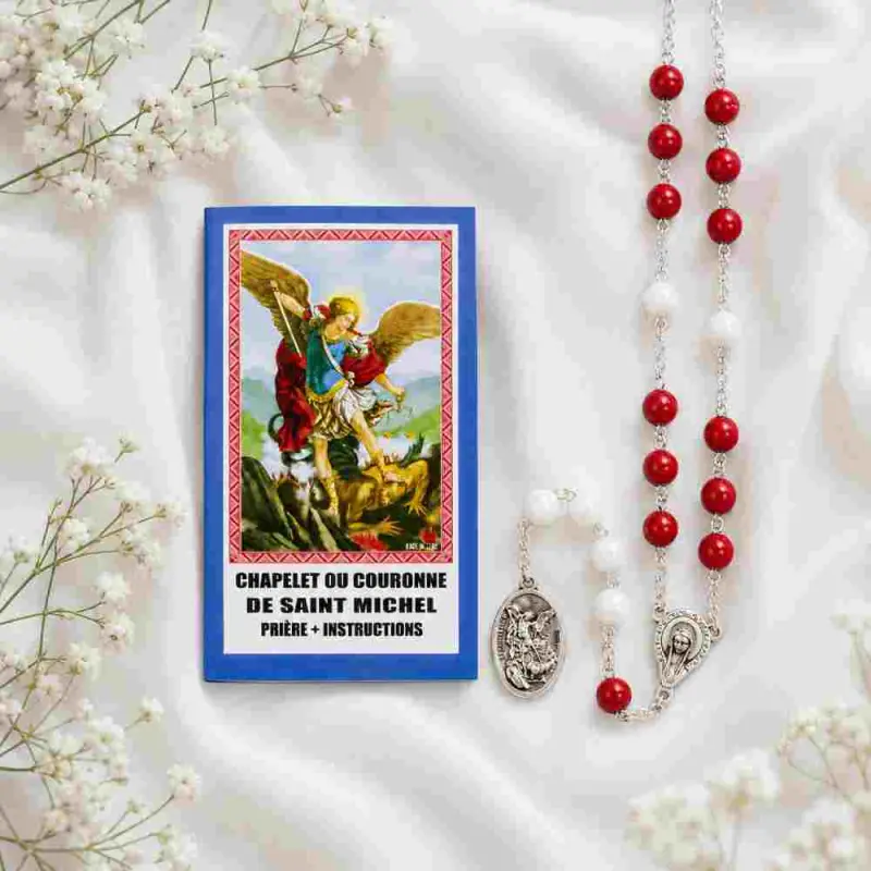 Chapelet Saint Michel Archange rouge + notice