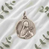 Médaille Sainte Thérèse - métal argenté - 18 mm - 1