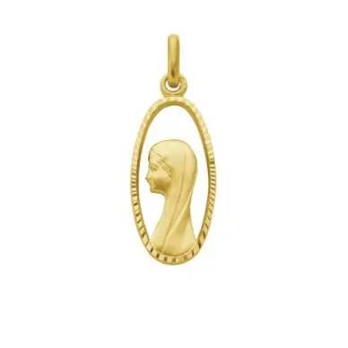 Médaille de la Vierge ajourée ovale 23 mm - plaqué or