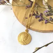 Médaille de la Vierge Marie classique ronde - plaqué or - 1