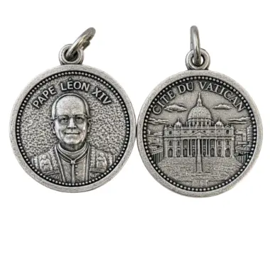Médaille Pape Leon XIV en métal argenté