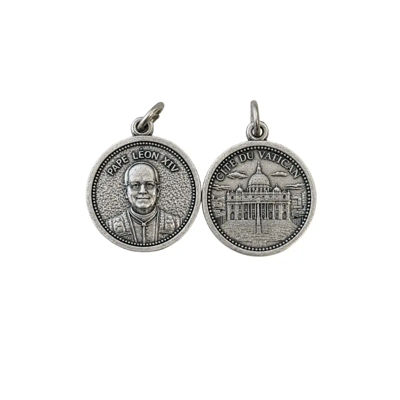 Médaille Pape Leon XIV en métal argenté