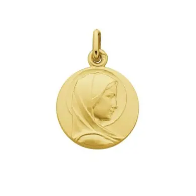 Médaille de la Vierge Marie classique ronde - plaqué or