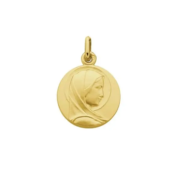 Médaille de la Vierge Marie classique ronde - plaqué or