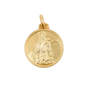 Médaille Saint Michel avec bord 18 mm - plaqué or
