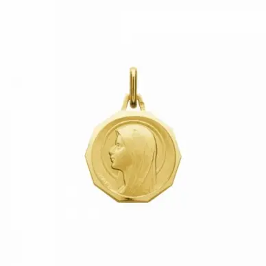 Médaille de la Vierge Marie avec bord lapidé 17 mm - plaqué or