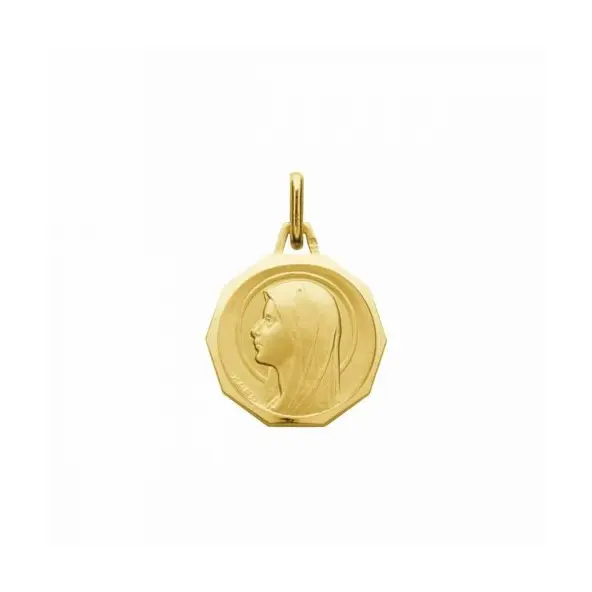 Médaille de la Vierge Marie avec bord lapidé 17 mm - plaqué or