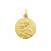 Médaille de la Vierge à l'enfant de face 18 mm - plaqué or - 3