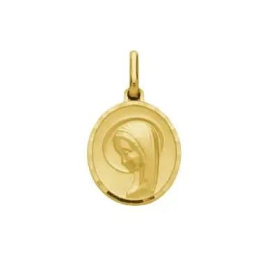 Médaille de la Vierge moderne ovale 15 mm - plaqué or