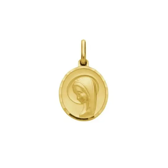 Médaille de la Vierge moderne ovale 15 mm - plaqué or