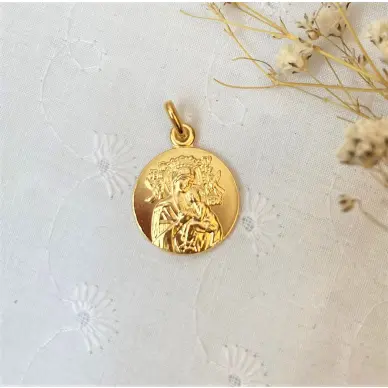 Médaille Notre Dame du Perpétuel Secours 18 mm - plaqué or