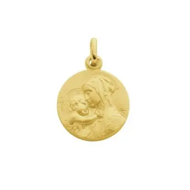 Médaille de la Vierge à l'Enfant de Botticelli 16 mm - plaqué or